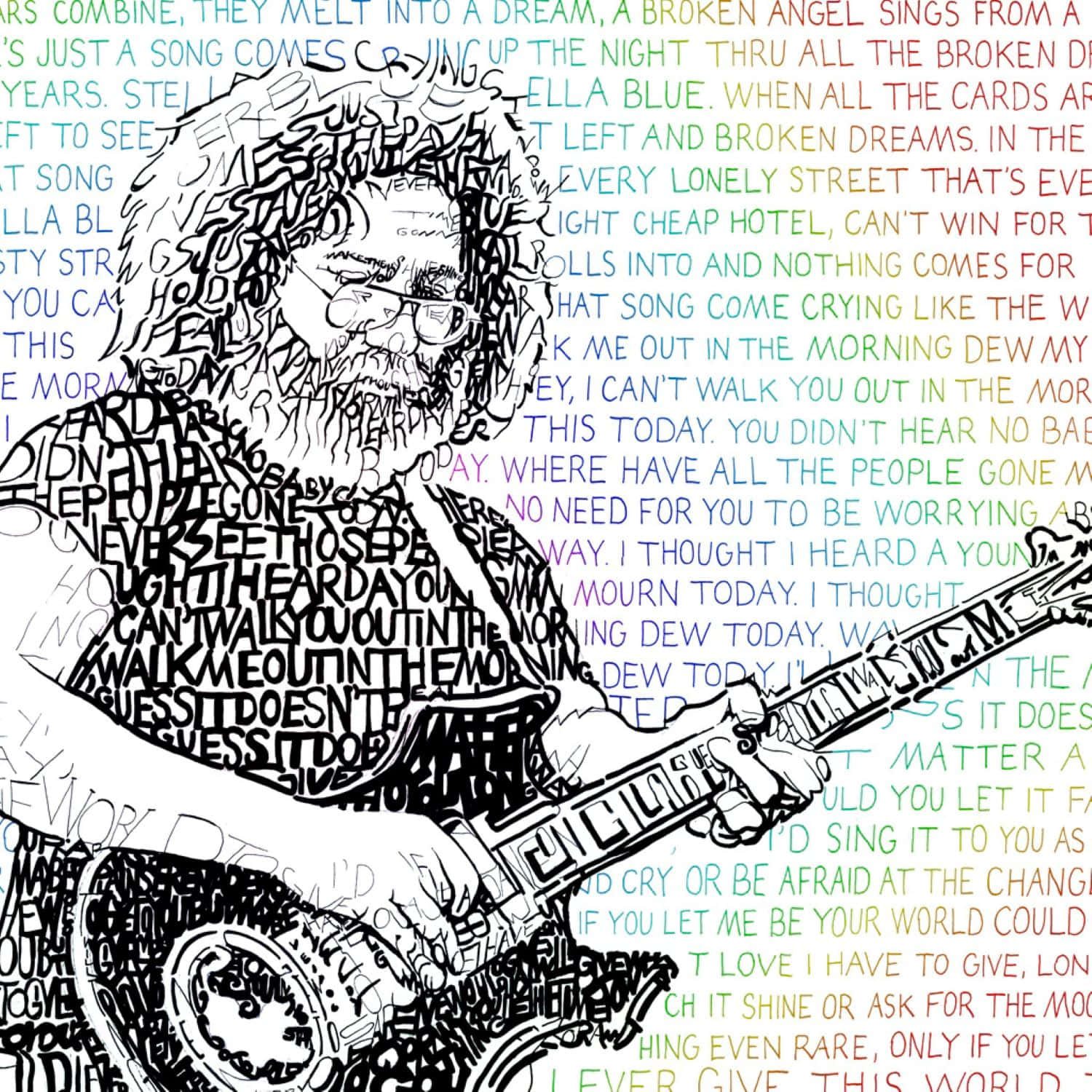 Jerry Garcia Playing Guitar Sketch Wallpaper