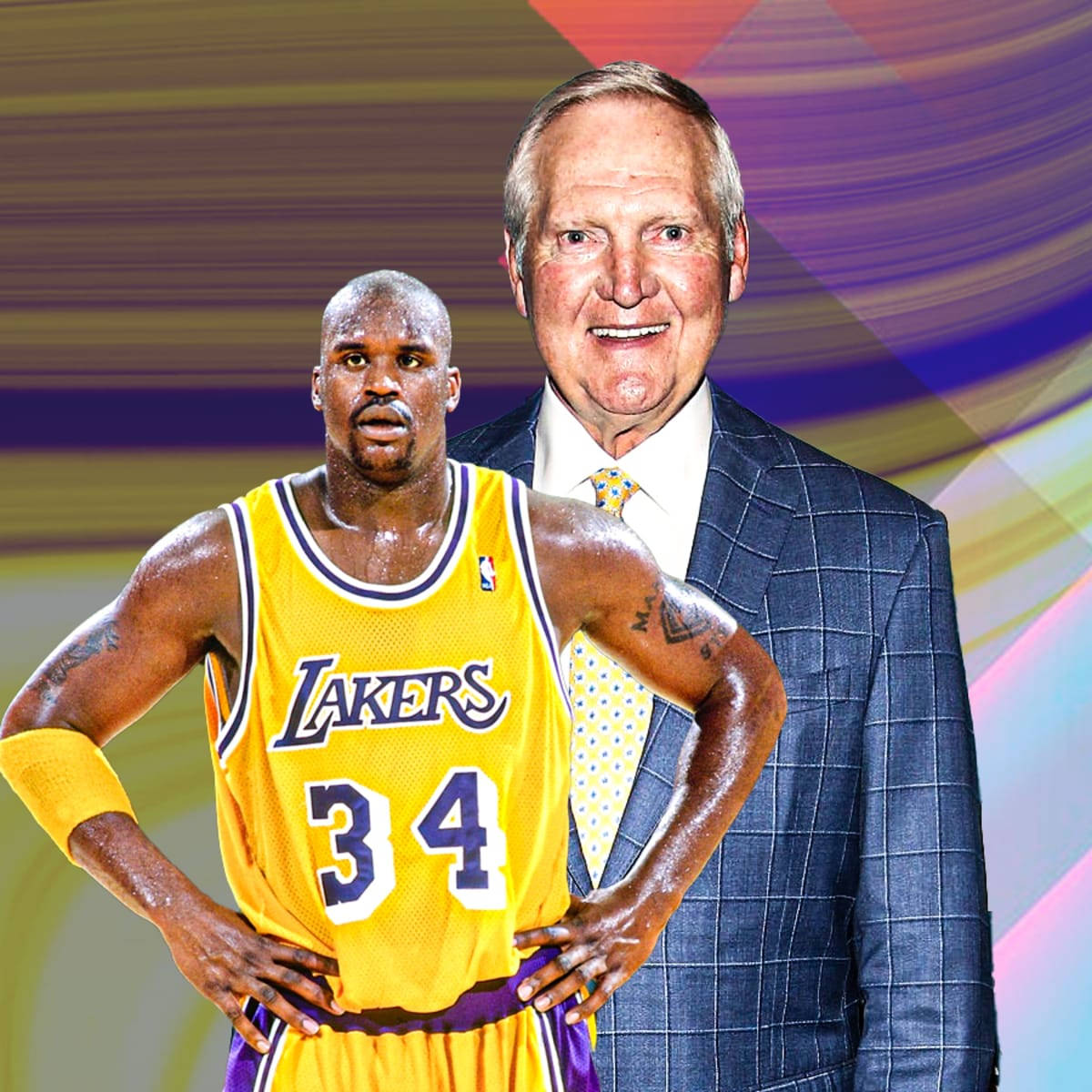 Jerry West Shaquille O'neal Poster Art Wallpaper