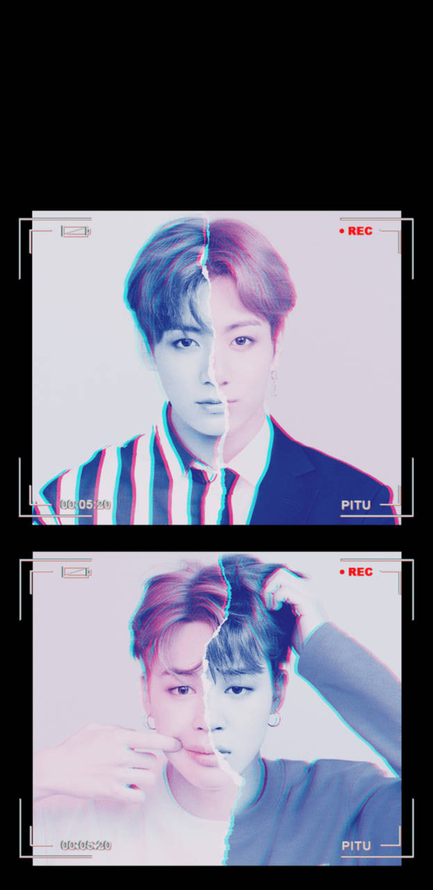 Jikook Split Faces Split Images Wallpaper