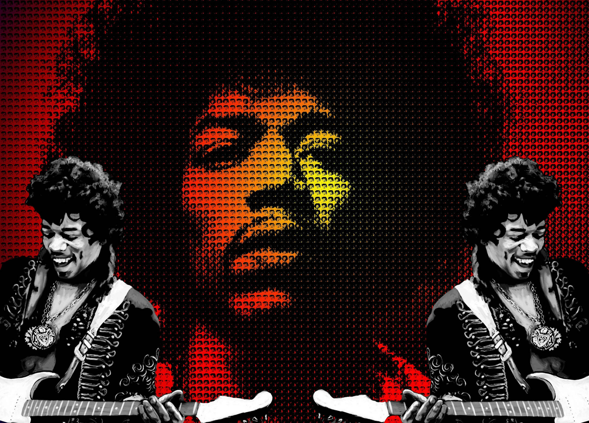 Jimi Hendrix Dotted, Red Portrait Wallpaper