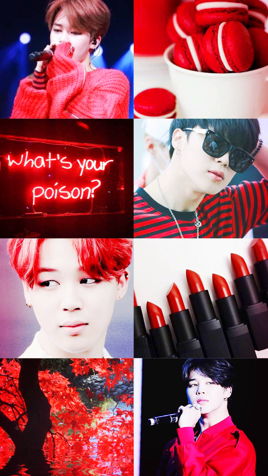 Jimin Red Collage Wallpaper