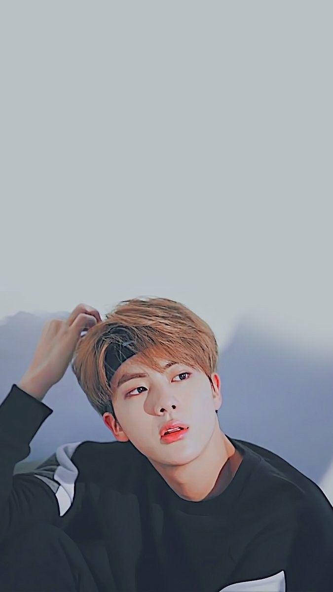 Jin Bts Cute Orange Hair And Headband Wallpaper