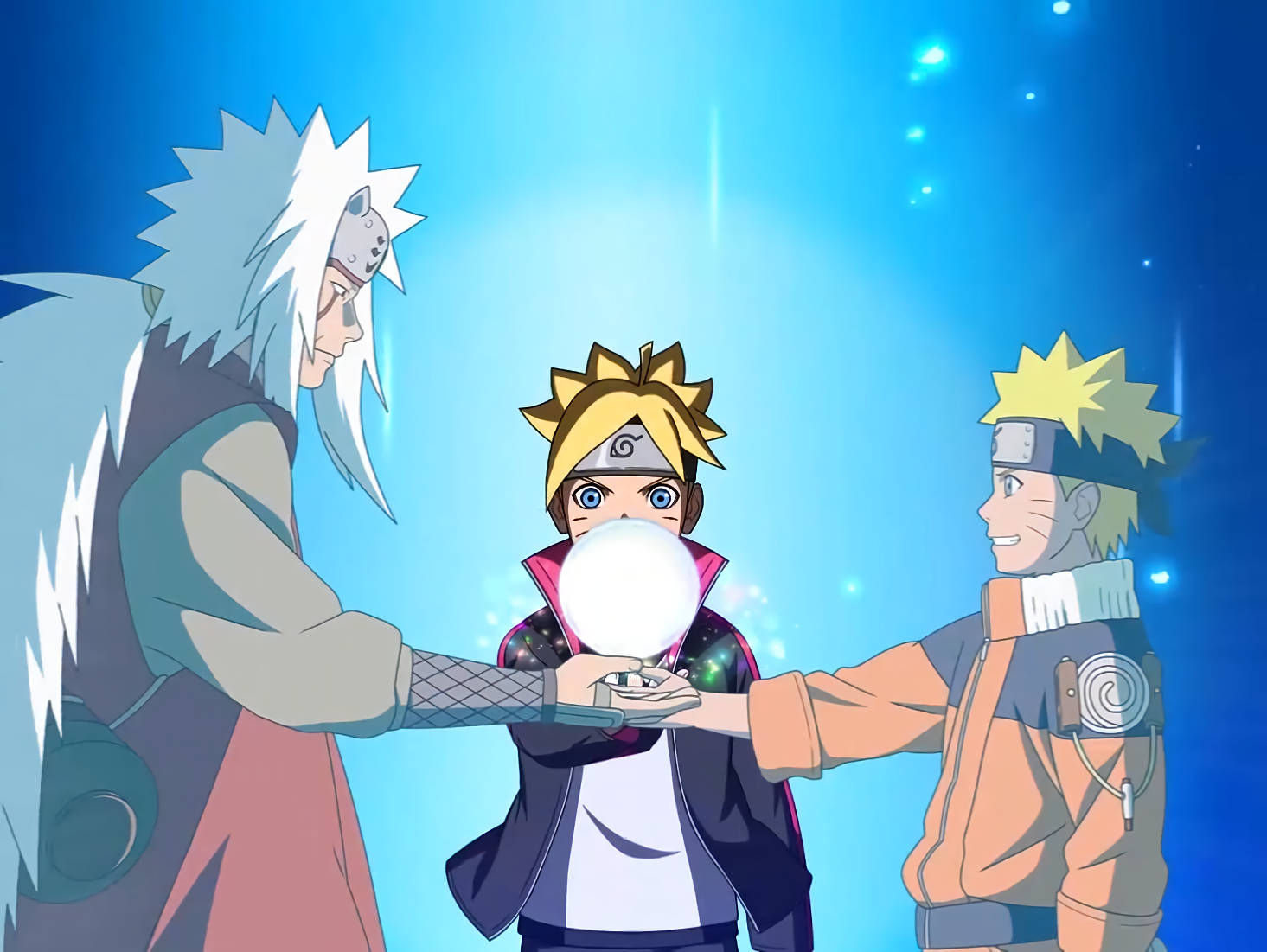 Jiraiya, Boruto, And Naruto Rasengan Wallpaper