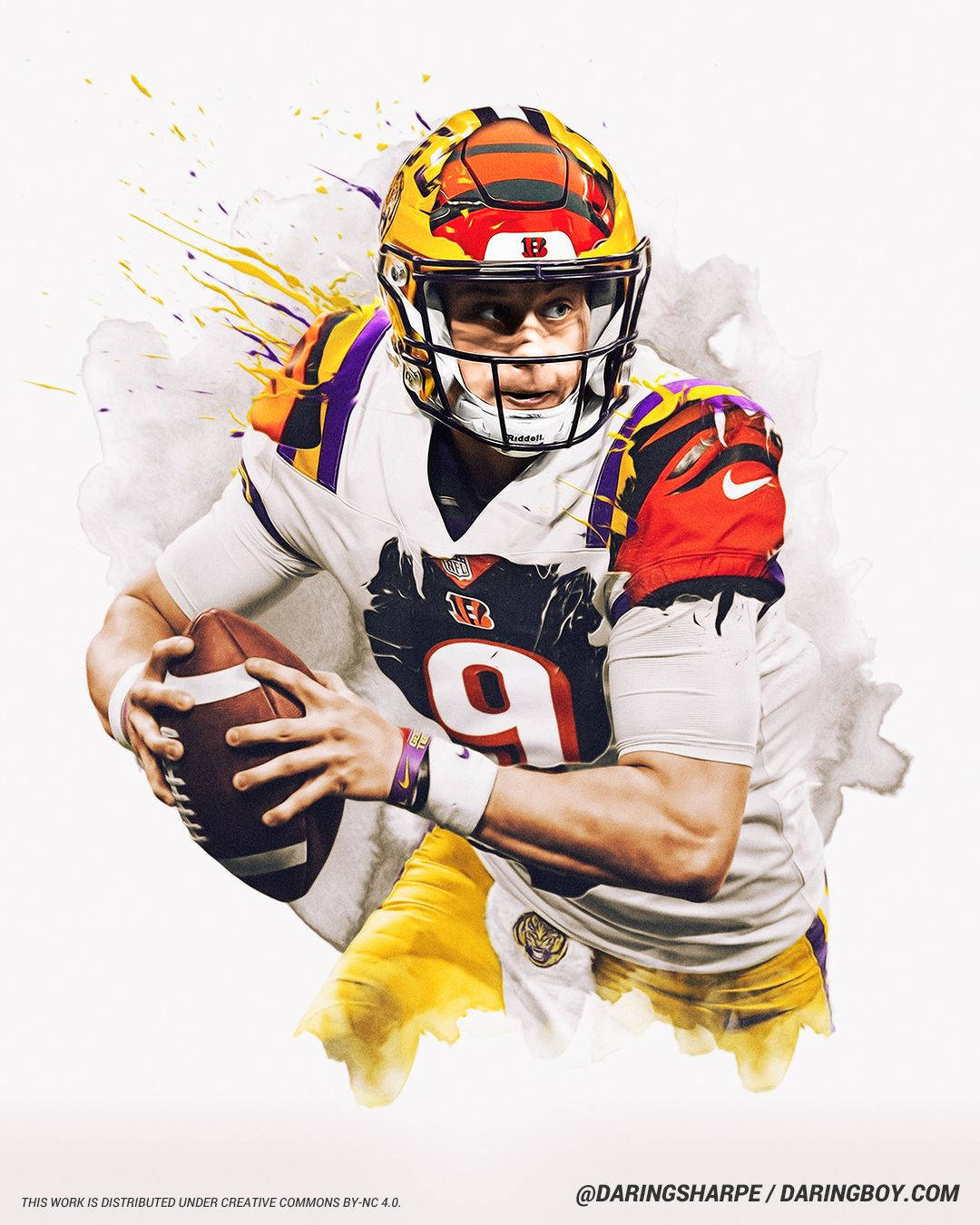 Joe Burrow Digital Portrait Wallpaper