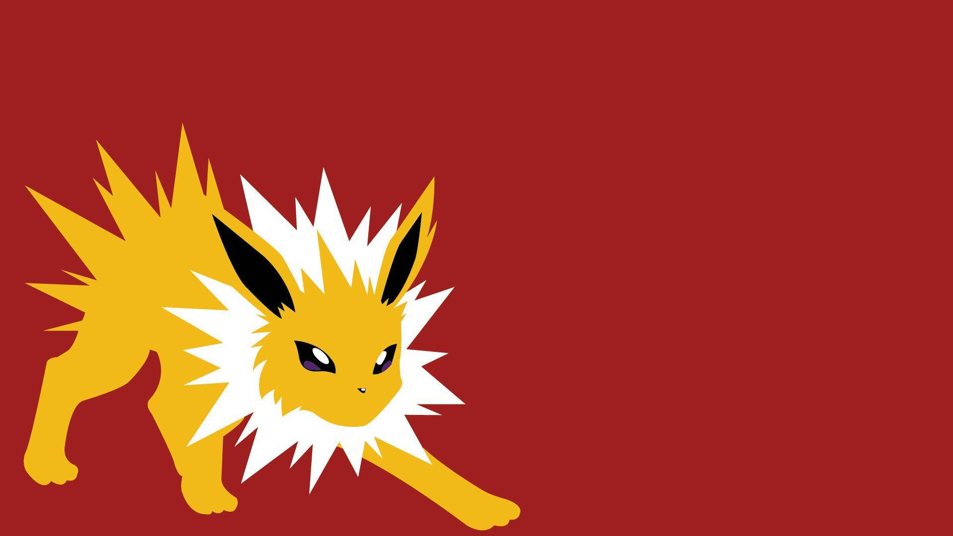 Jolteon On Red Wallpaper