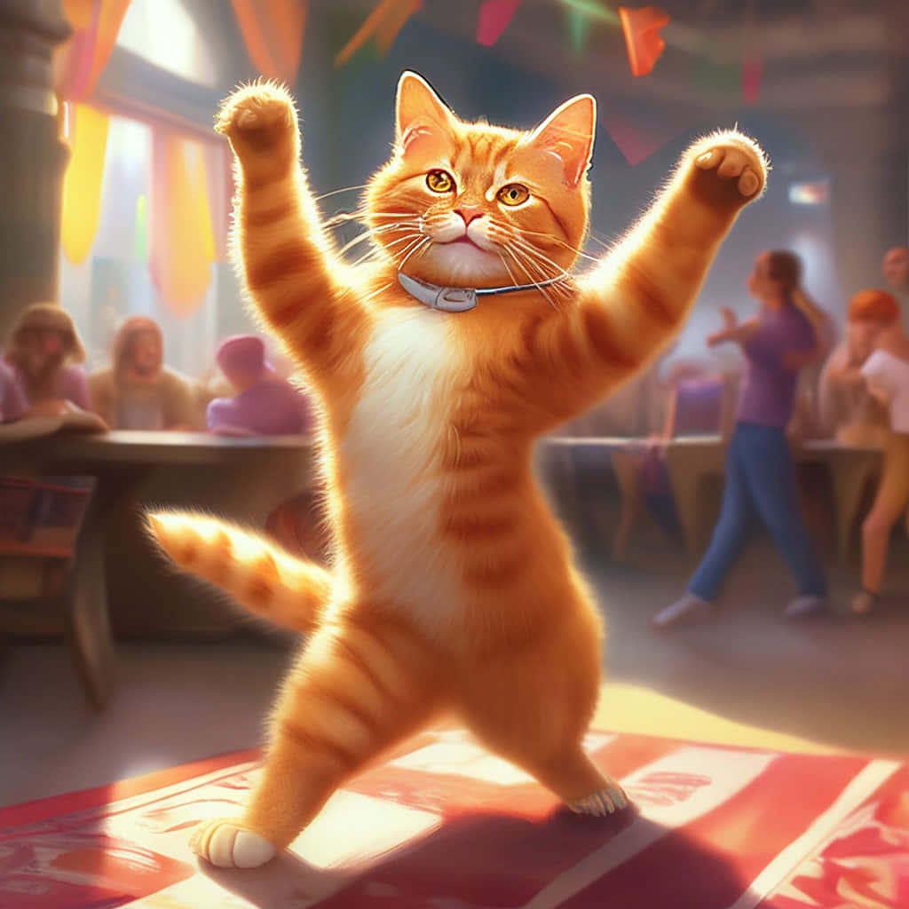 Joyful Dancing Cat Celebration.jpg Wallpaper