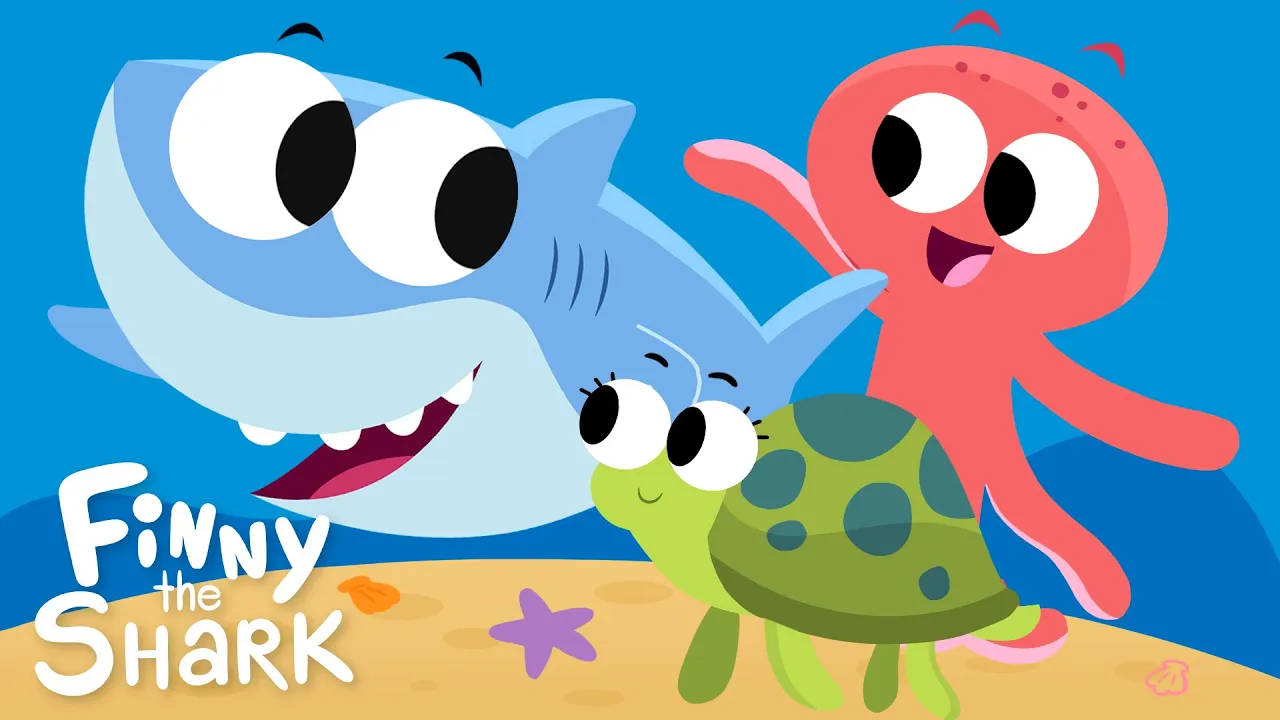 Joyful Ride With Finny Shark From Super Simple Songs Wallpaper