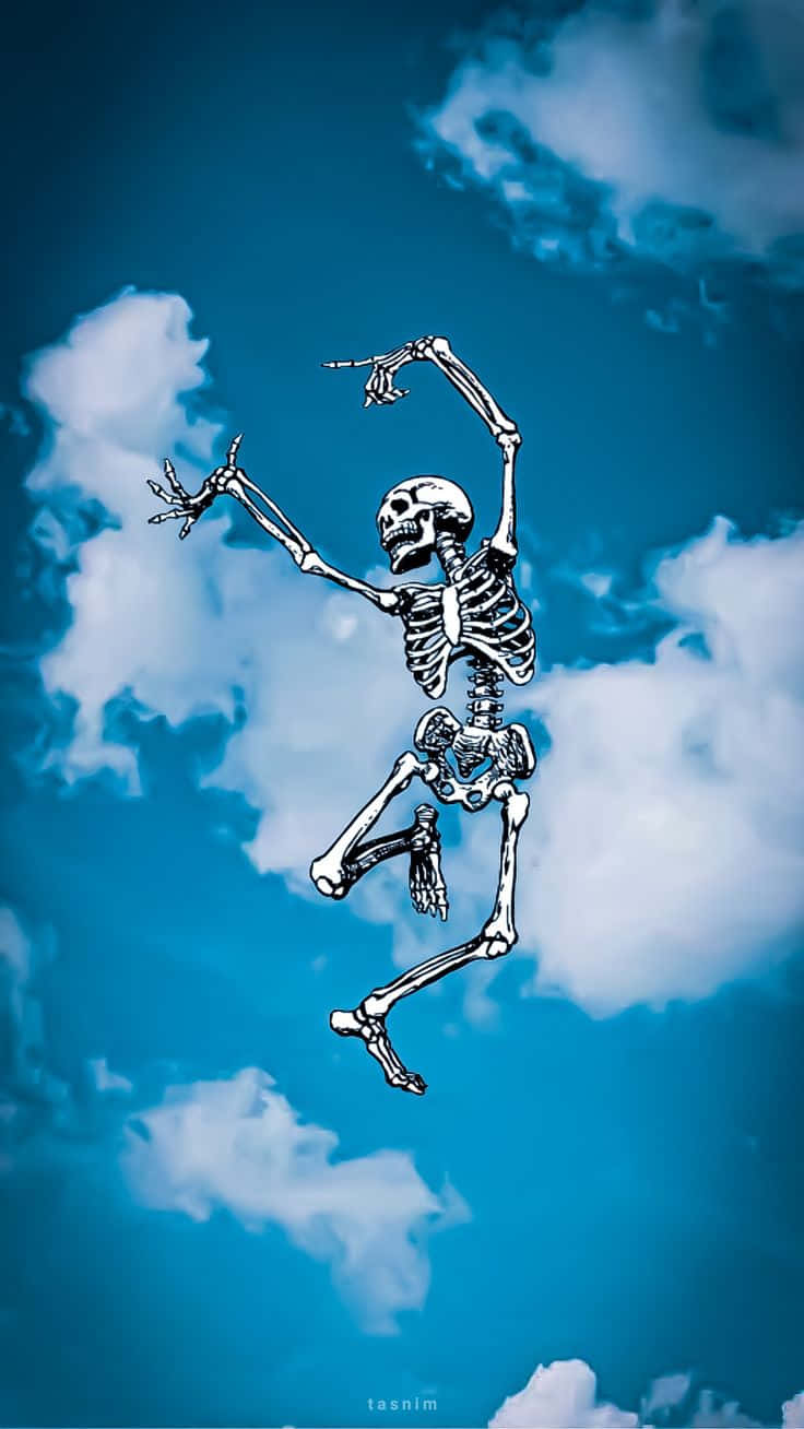 Joyful Skeleton Dance Sky Background Wallpaper