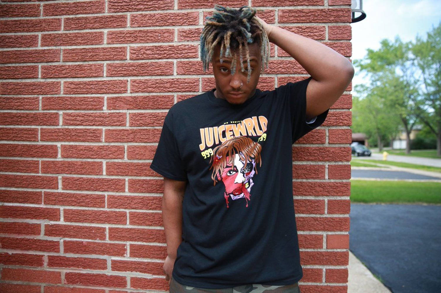 Juice Wrld 999 Black Shirt Wallpaper