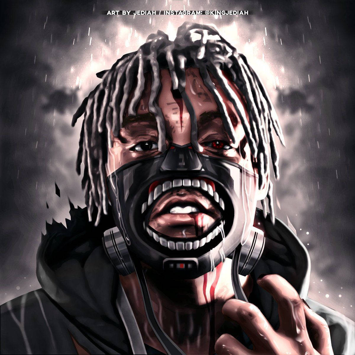 Juice Wrld 999 Open Mouth Mask Wallpaper