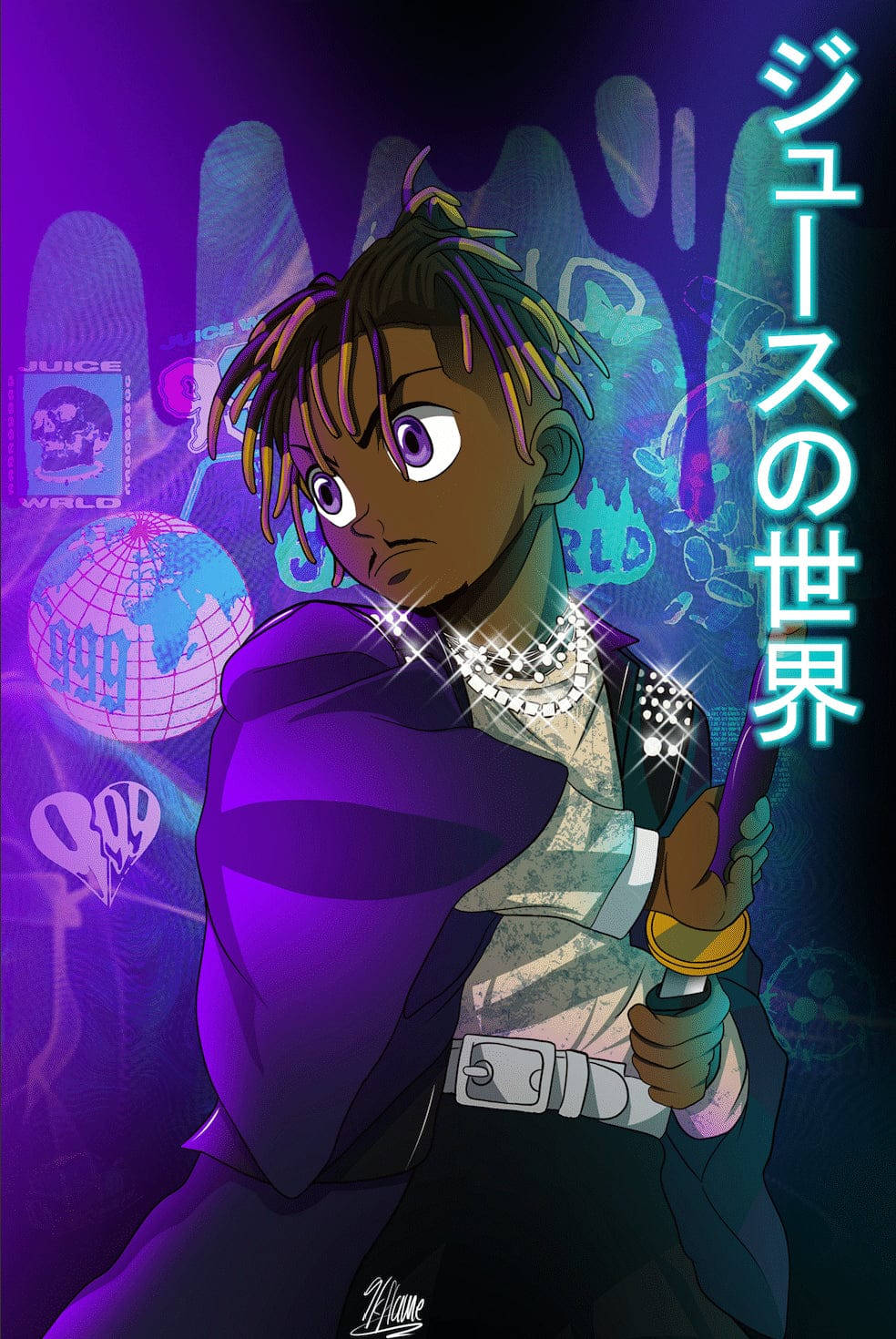 Juice Wrld Anime Demon Slayer Inspired Wallpaper