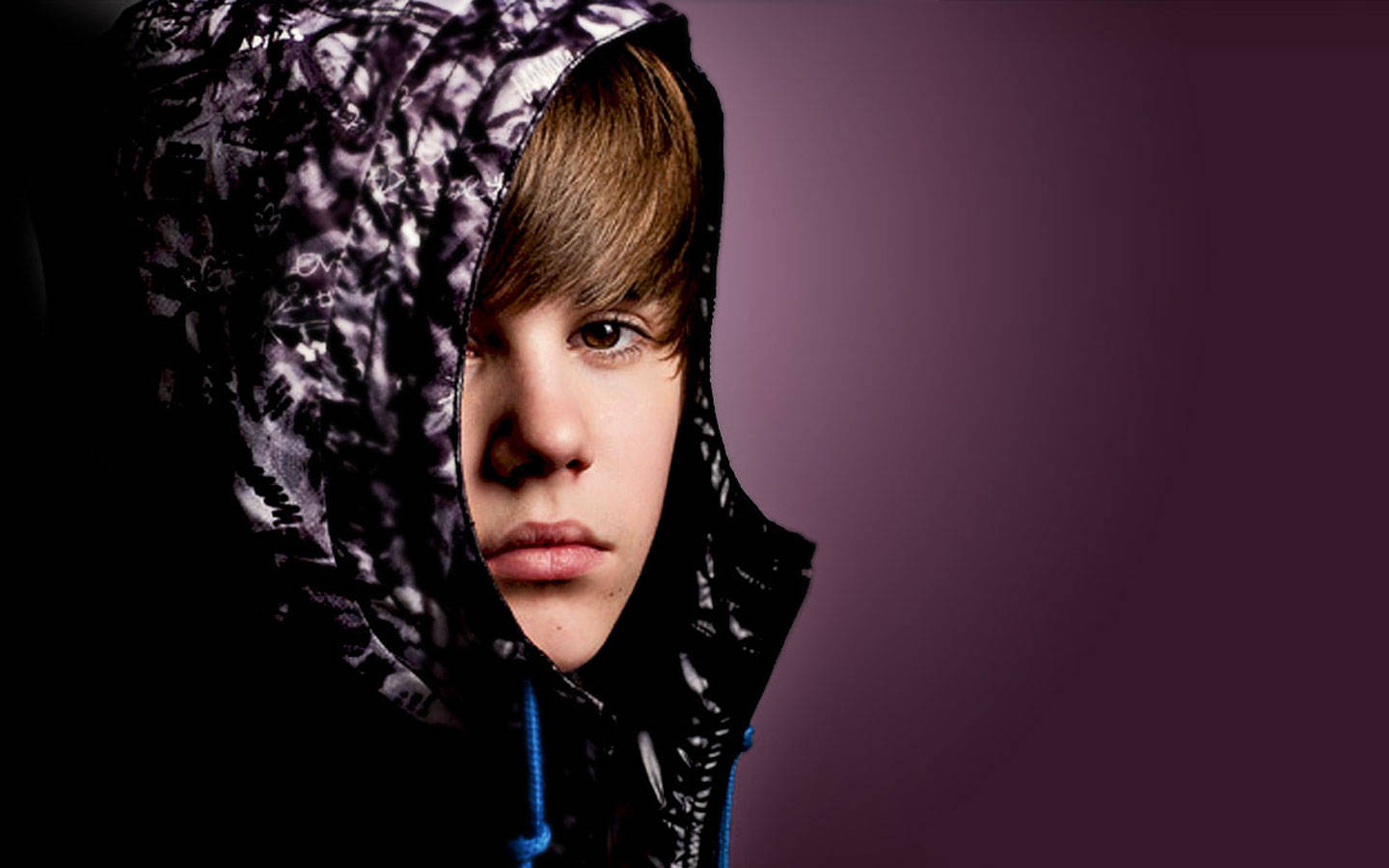 Justin Bieber In Purple Hoodie Wallpaper