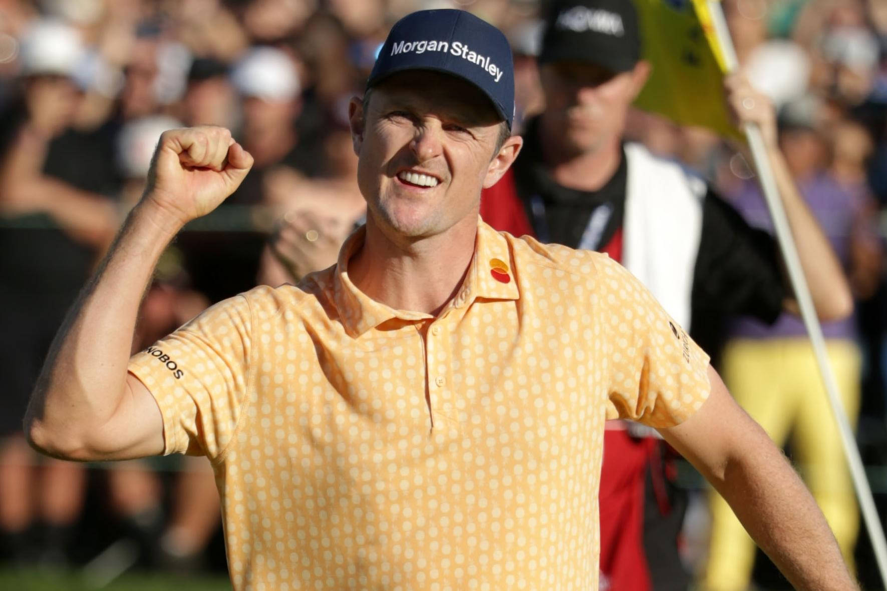 Justin Rose Celebrating A Golf Shot Wallpaper