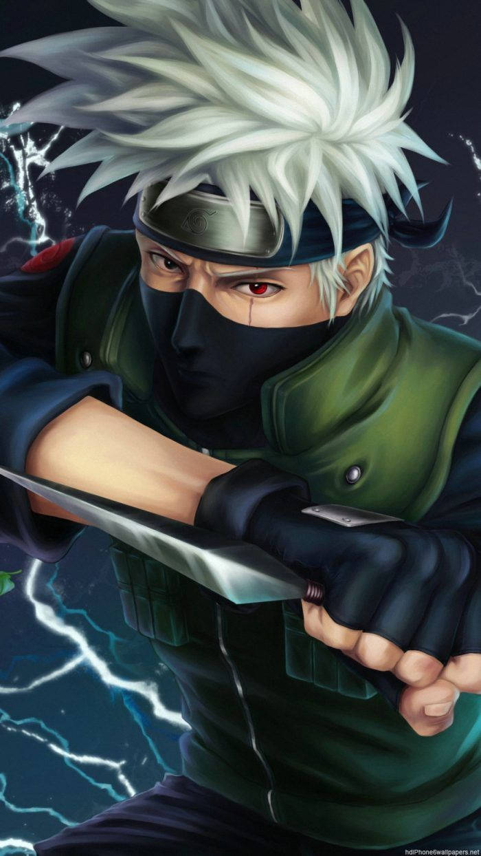 Kakashi Iphone With Sharp Knife Wearing Mask Wallpaper