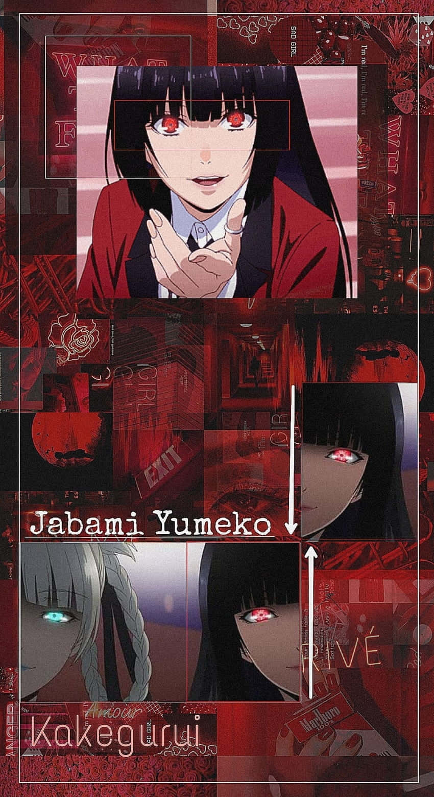 Kakegurui Yumeko Character Collage Wallpaper