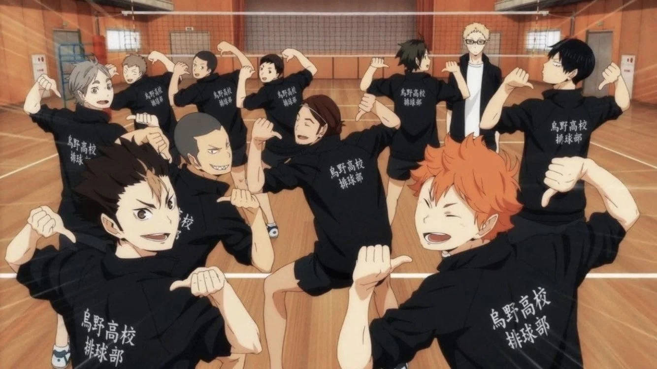 Karasuno Boys Pointing Haikyuu Desktop Wallpaper