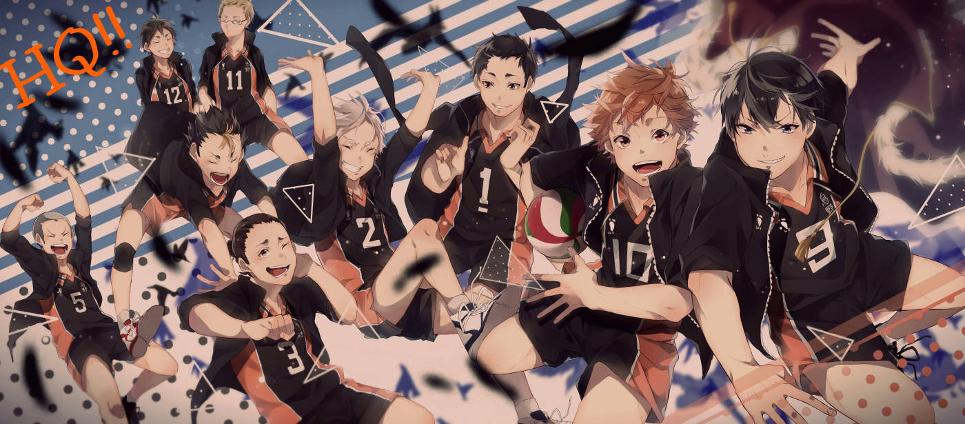 Karasuno Members Laughing Together Haikyuu Aesthetic Wallpaper