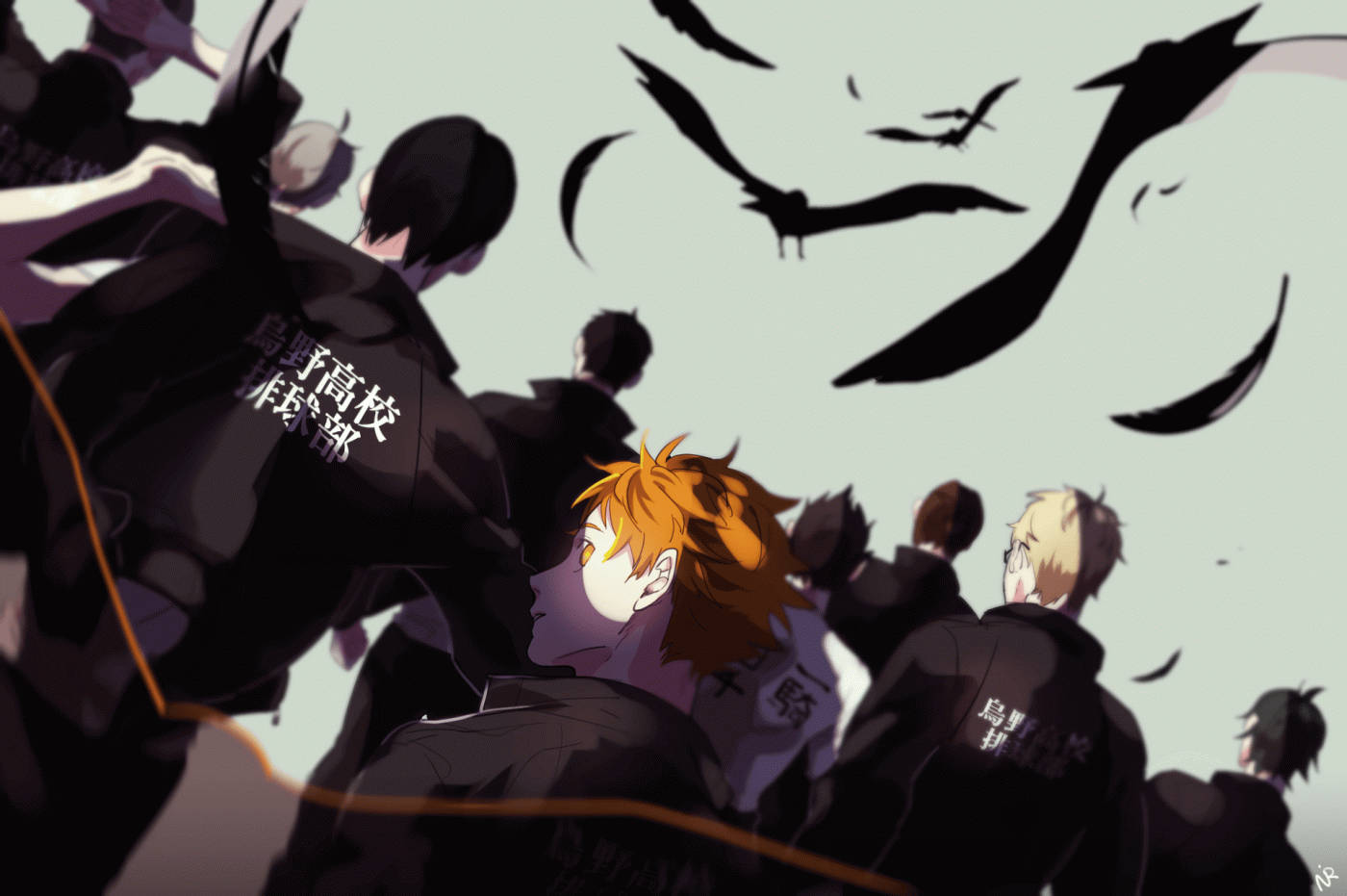 Karasuno With Backs To You Haikyuu Aesthetic Wallpaper