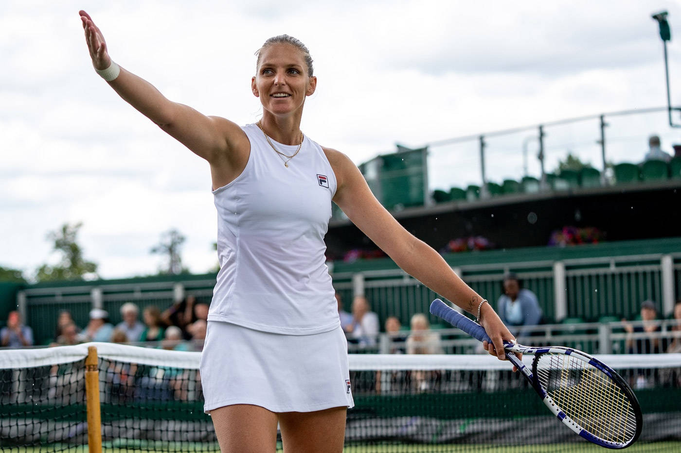 Karolina Pliskova Waving To Fans Wallpaper