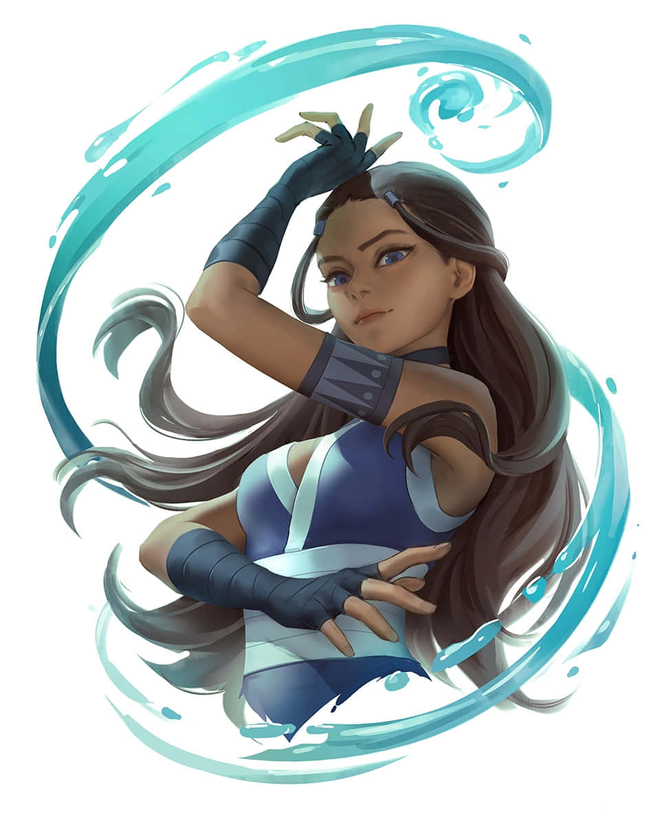 Katara Showcasing Her Waterbending Skills In An Epic Stance Wallpaper