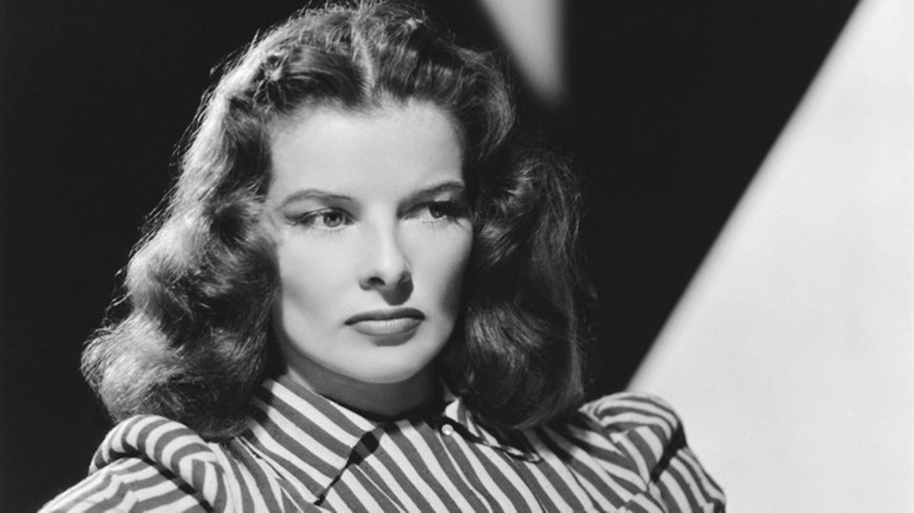 Katharine Hepburn On A Striped Top Wallpaper