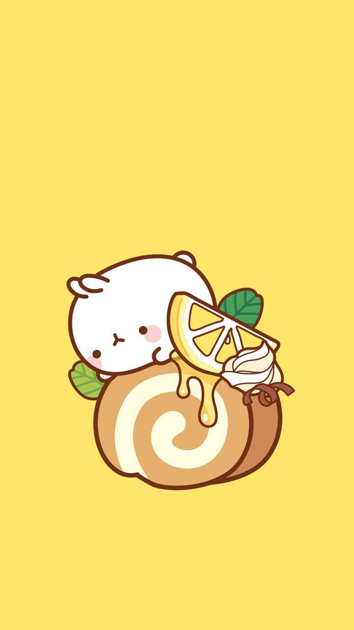 Kawaii Hd Molang And Lemon Cake Wallpaper