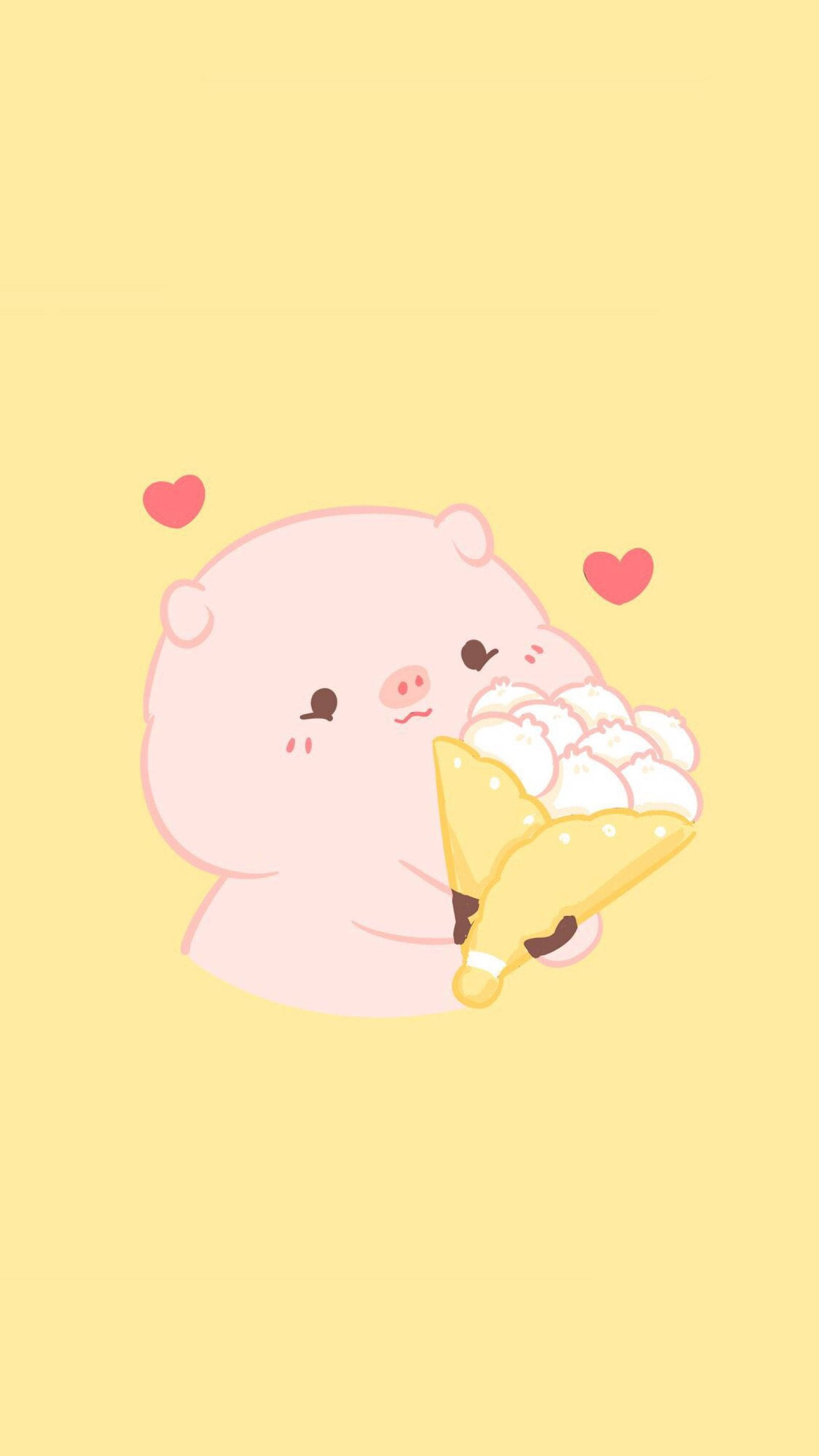 Kawaii Piggy Digital Art Wallpaper