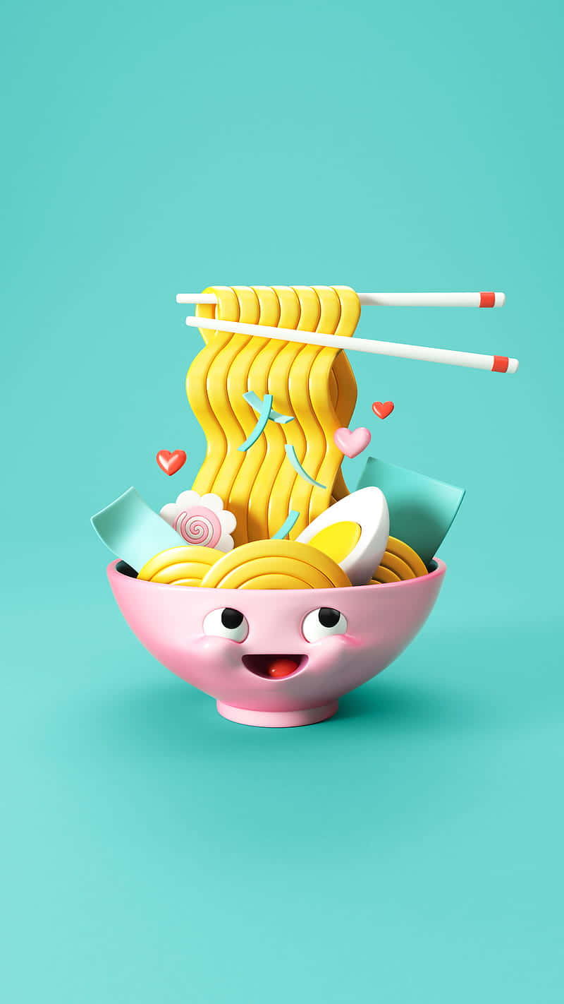 Kawaii Ramen Noodles Soup Vector Art Wallpaper