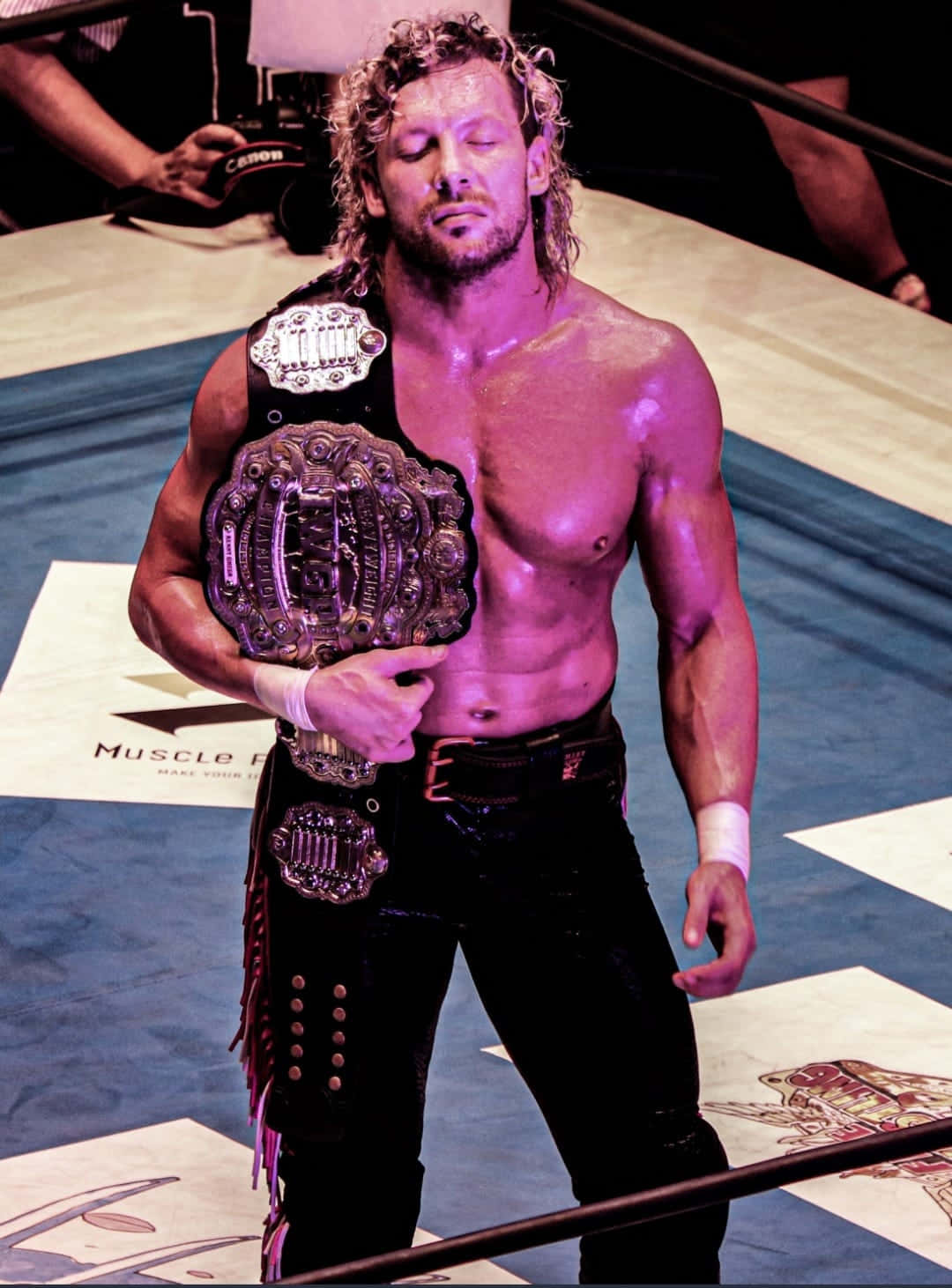 Kenny Omega Eyes Closed Purple Light Wallpaper