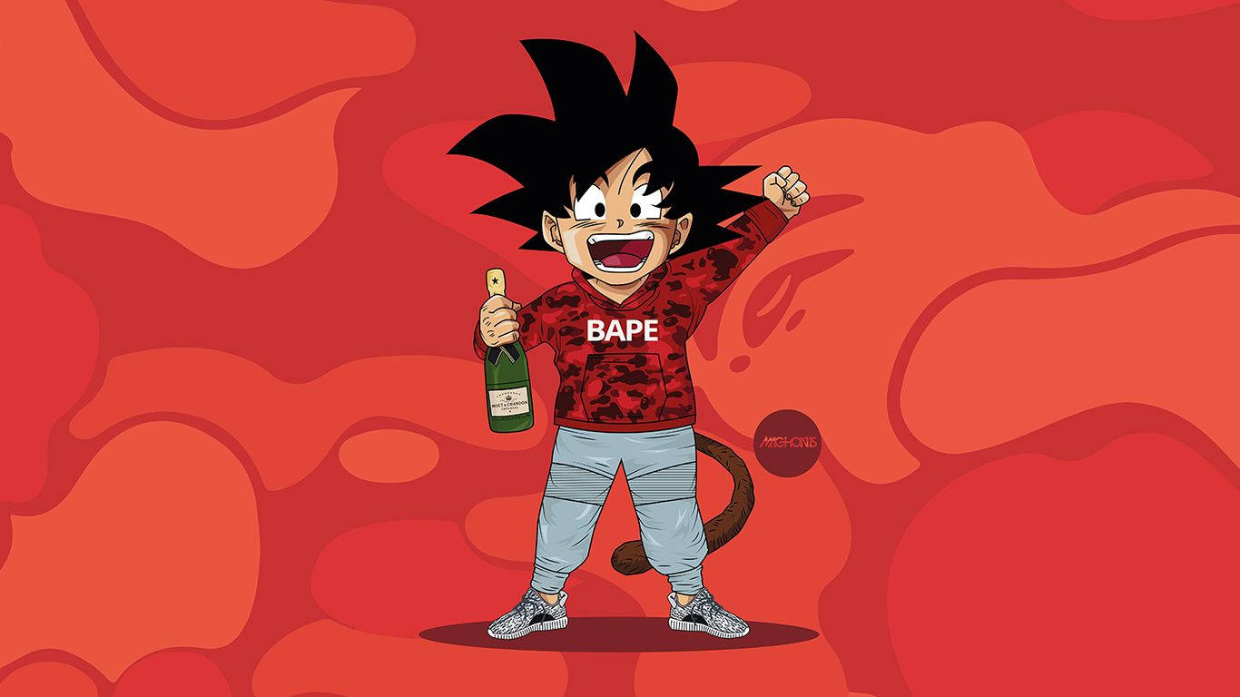 Kid Goku In Bape Concept Art Wallpaper