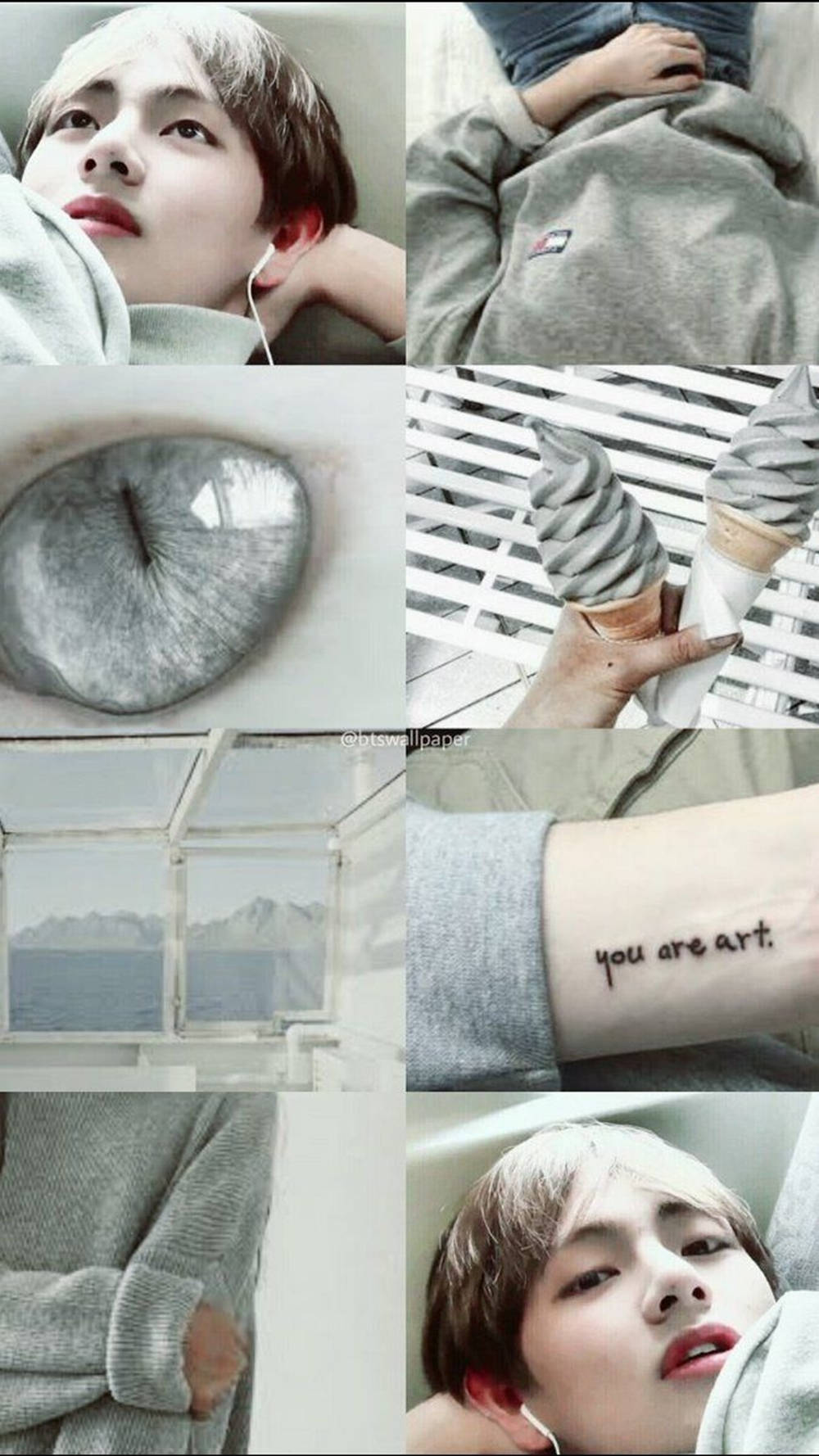 Kim Tae-hyung Aesthetic Grey Wallpaper