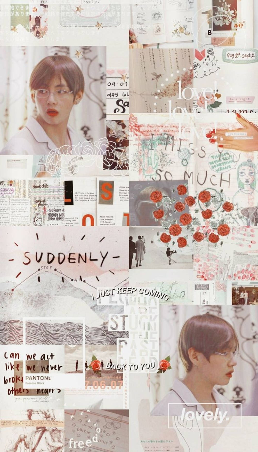 Kim Tae-hyung Aesthetic Newspaper Craft Wallpaper