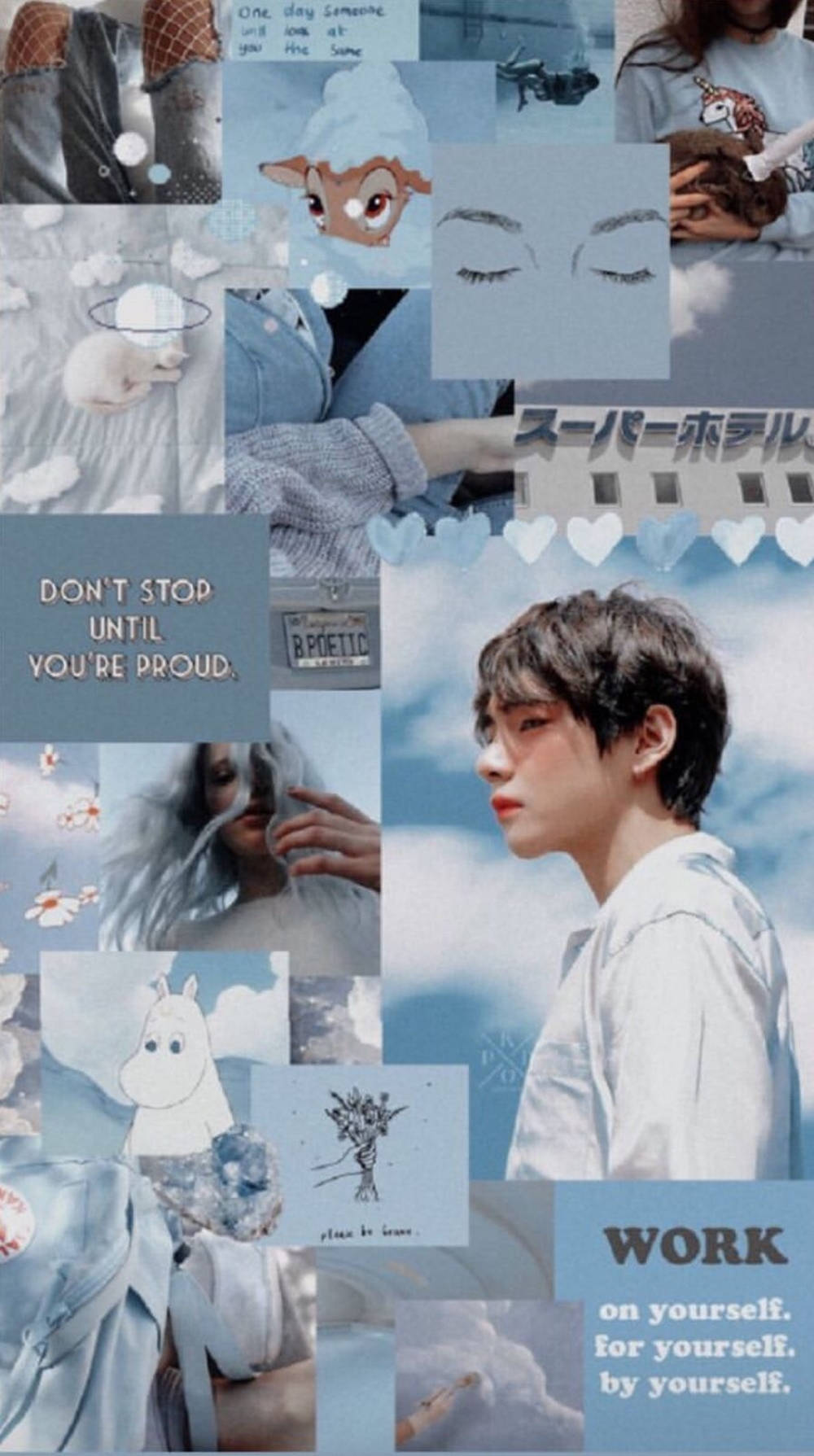 Kim Tae-hyung Aesthetic Pastel Blue Wallpaper