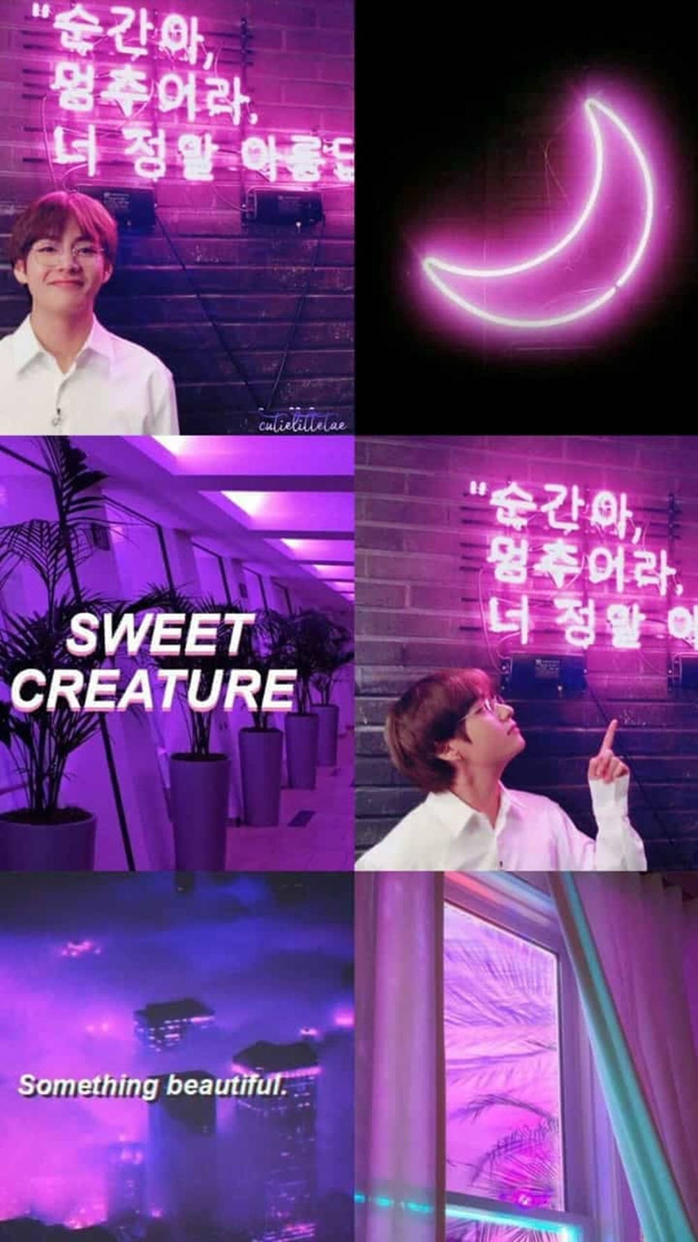 Kim Tae-hyung Aesthetic Purple Moon Wallpaper