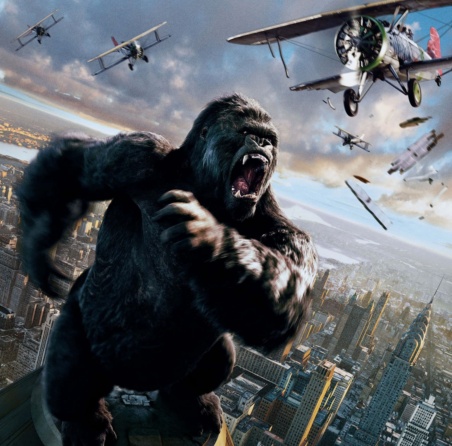 King Kong Roaring In The City Wallpaper