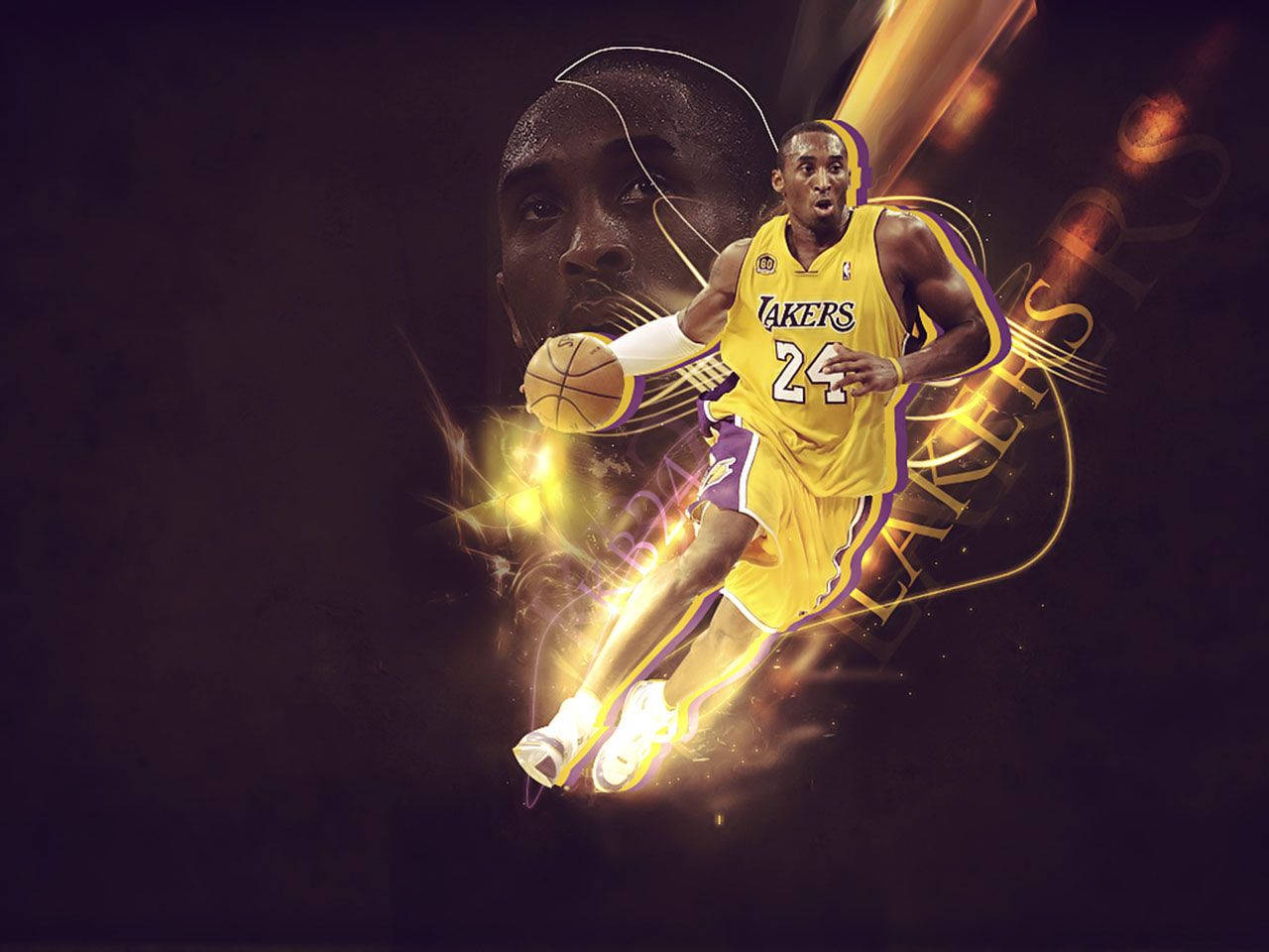 Kobe Bryant Lakers 24 Yellow Fan Art Wallpaper