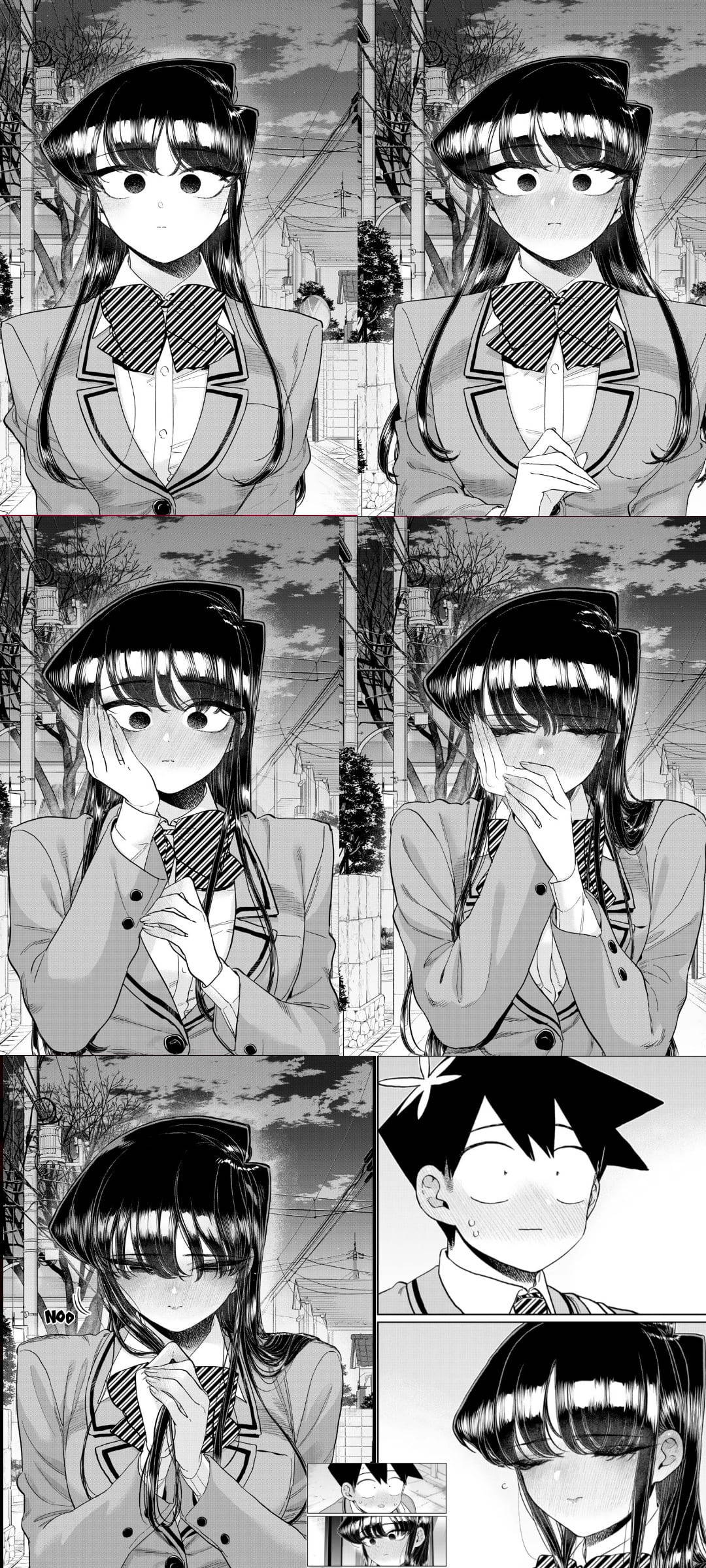 Komi San Greyscale Japanese Manga Panel Wallpaper