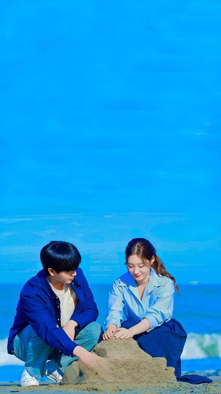 Korean Couple Playing Sand Wallpaper