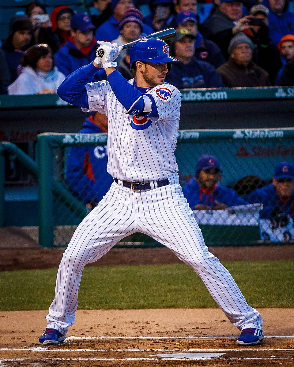 Kris Bryant Batting In White Uniform Wallpaper