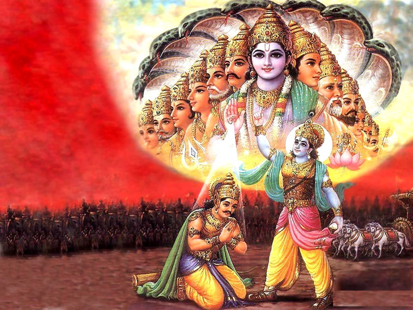 Krishna Arjun Wisdom Of Bhagavath Gita Wallpaper