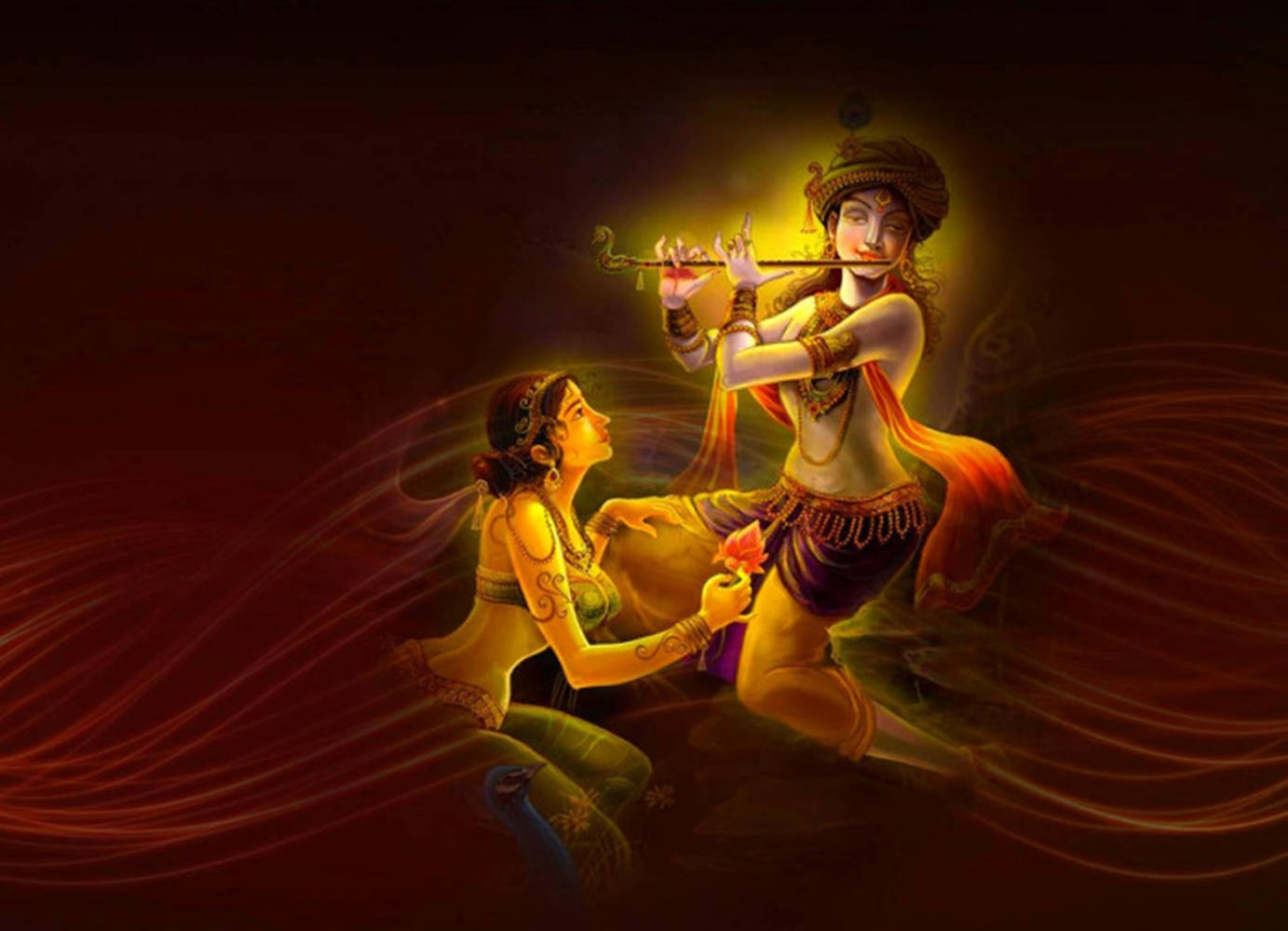 Krishna Janmashtami Woman Playing The Flute Wallpaper