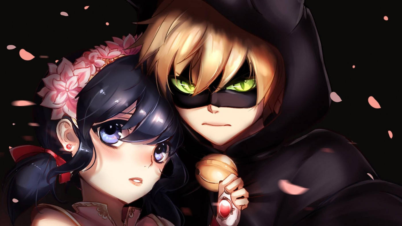 Ladybug And Cat Noir Protective And Romantic Wallpaper