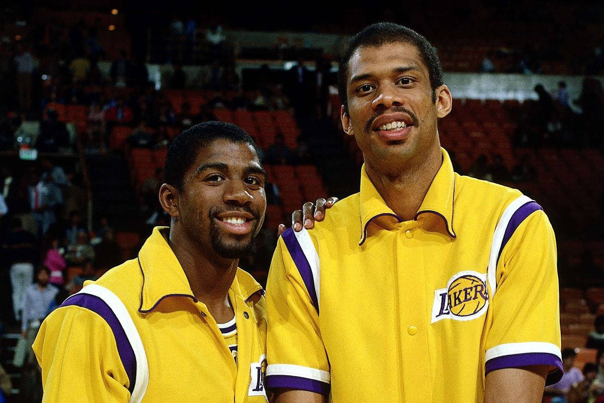 Lakers Player Kareem Abdul-jabbar Magic Johnson Wallpaper