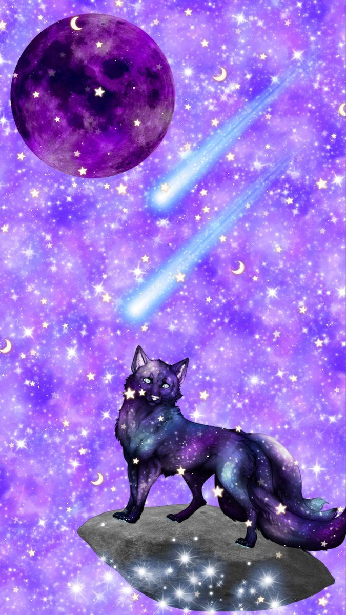 Lavender Haze Cool Galaxy With Wolf Wallpaper