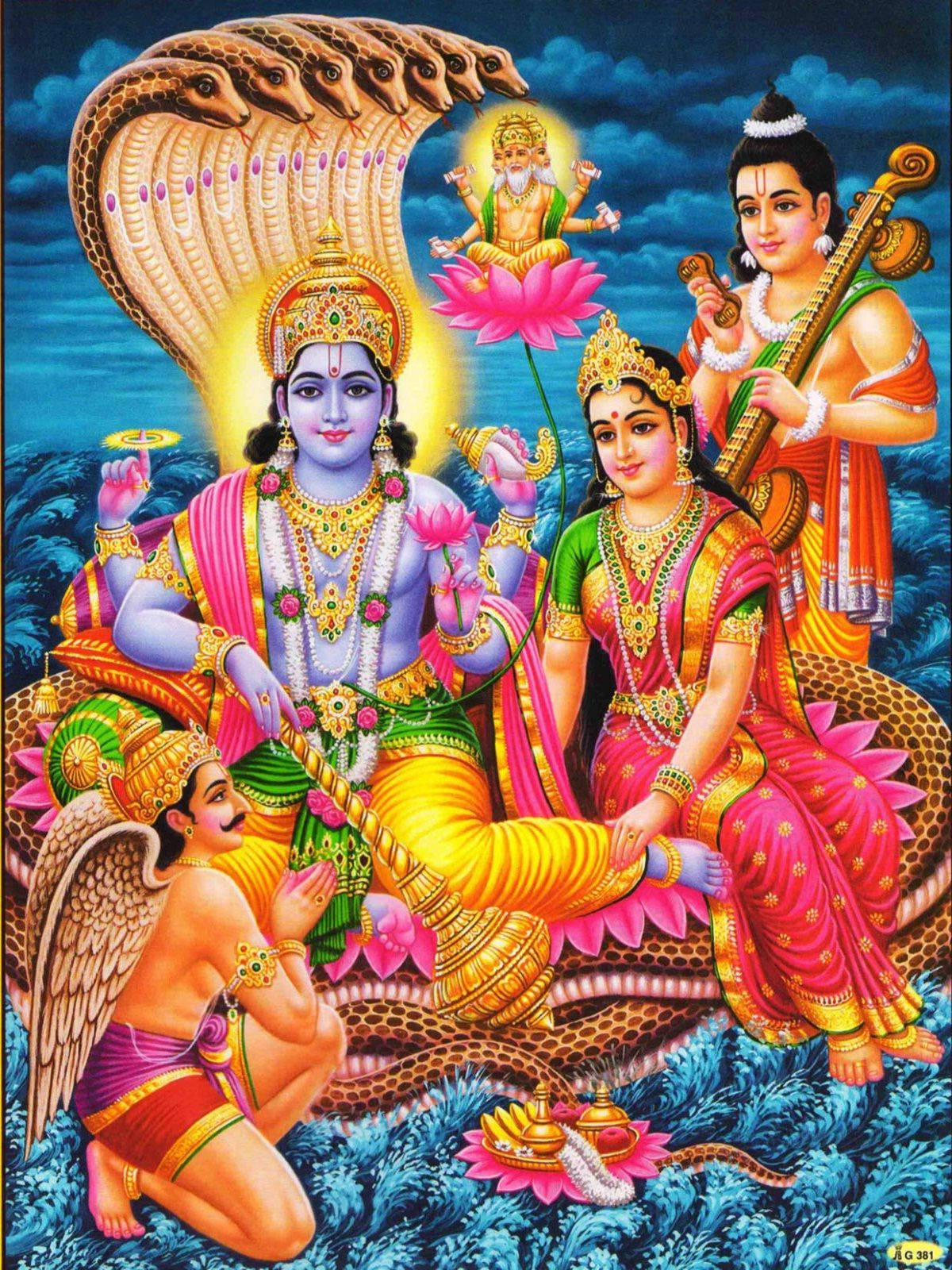 Laxmi Narayan With Other Deities Wallpaper