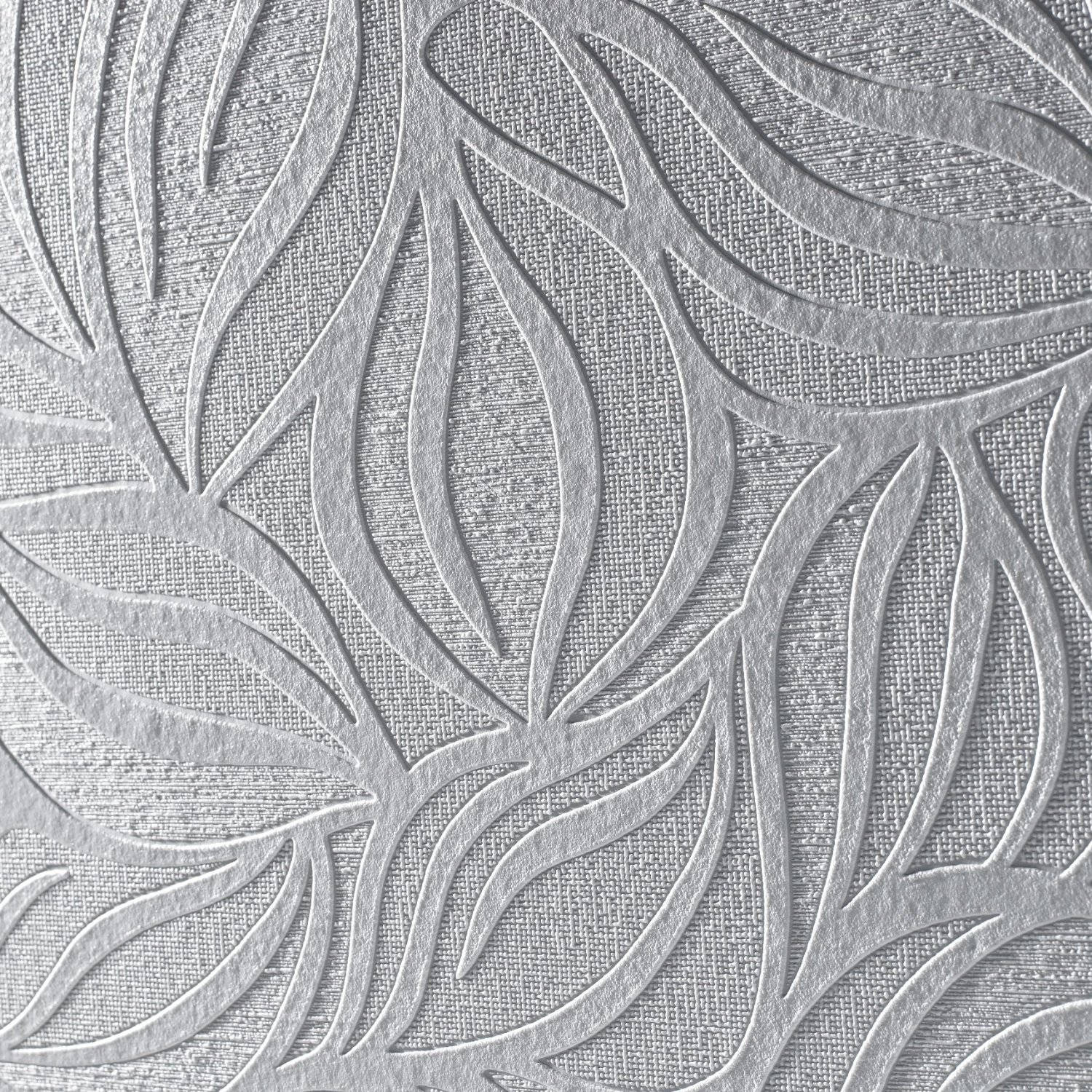 Leaf Textured Grey Wall Wallpaper