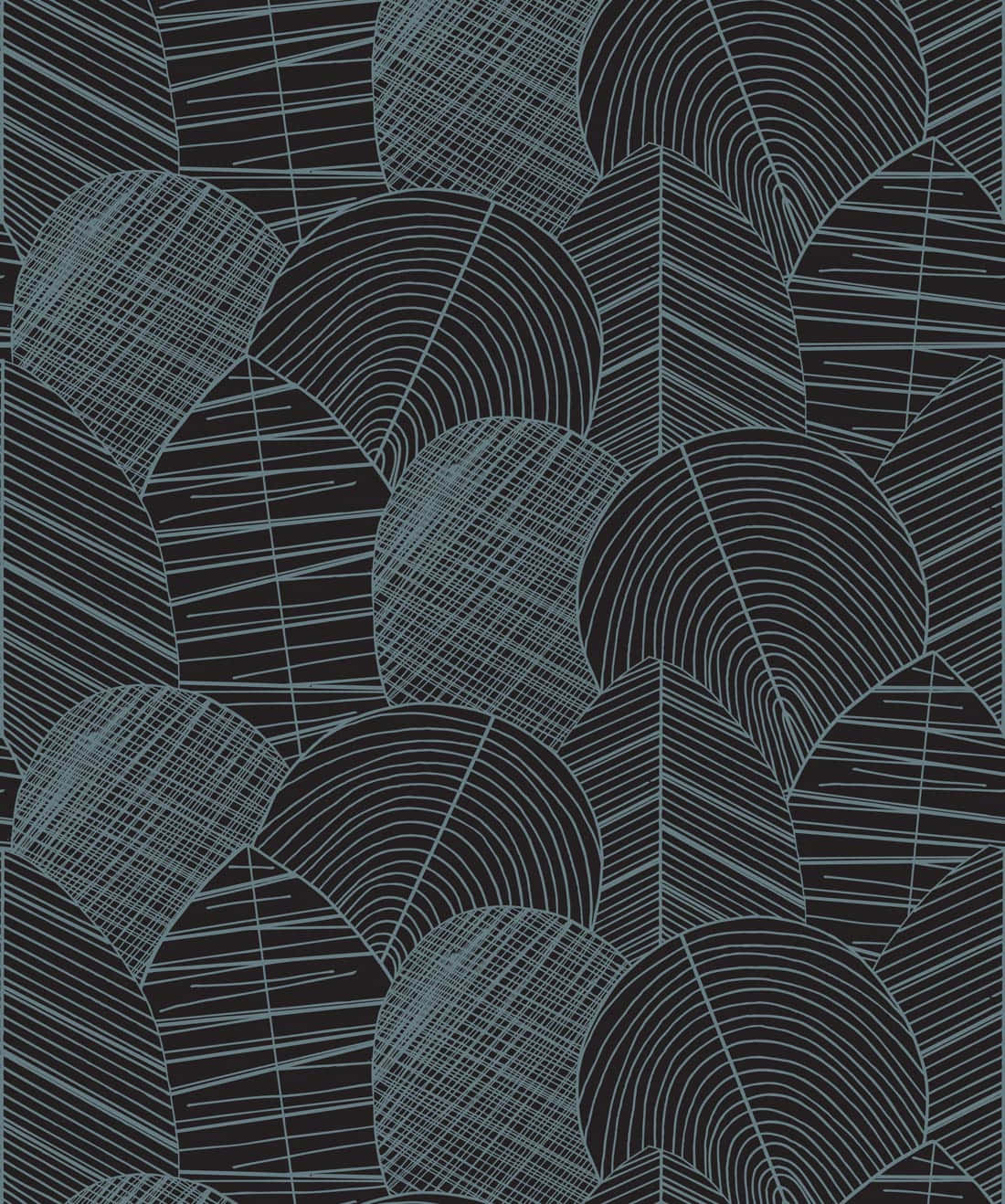 Leaves Outline Contemporary Wallpaper