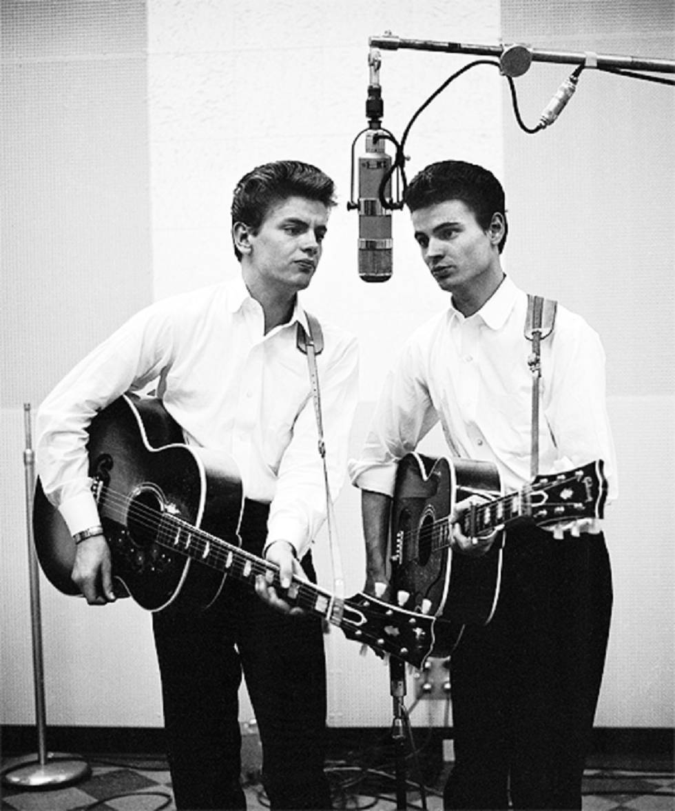 Legendary American Rock Duo - The Everly Brothers In Studio Wallpaper