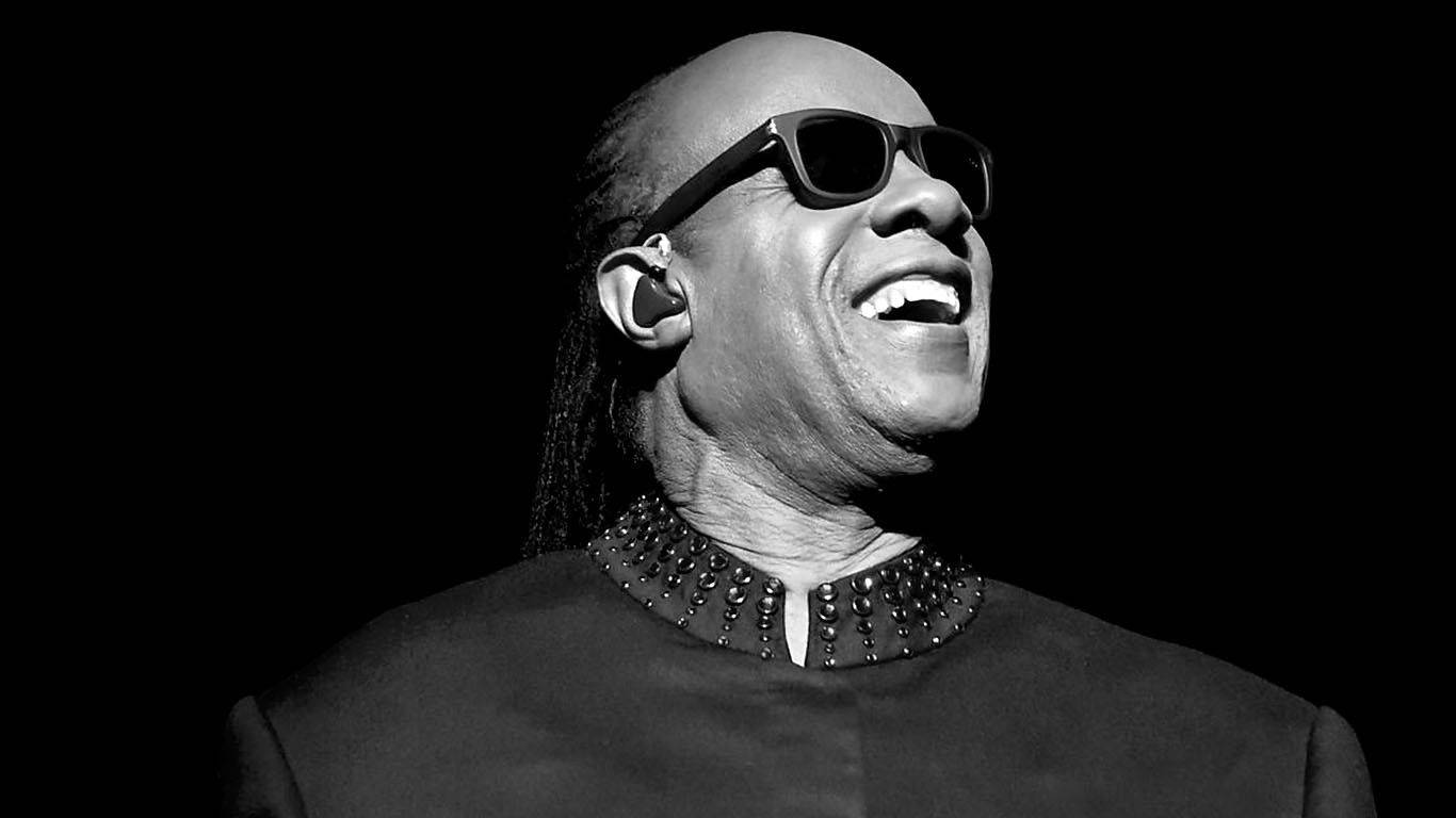 Legendary Music Icon, Stevie Wonder, In A Classic Black & White Portrait Wallpaper