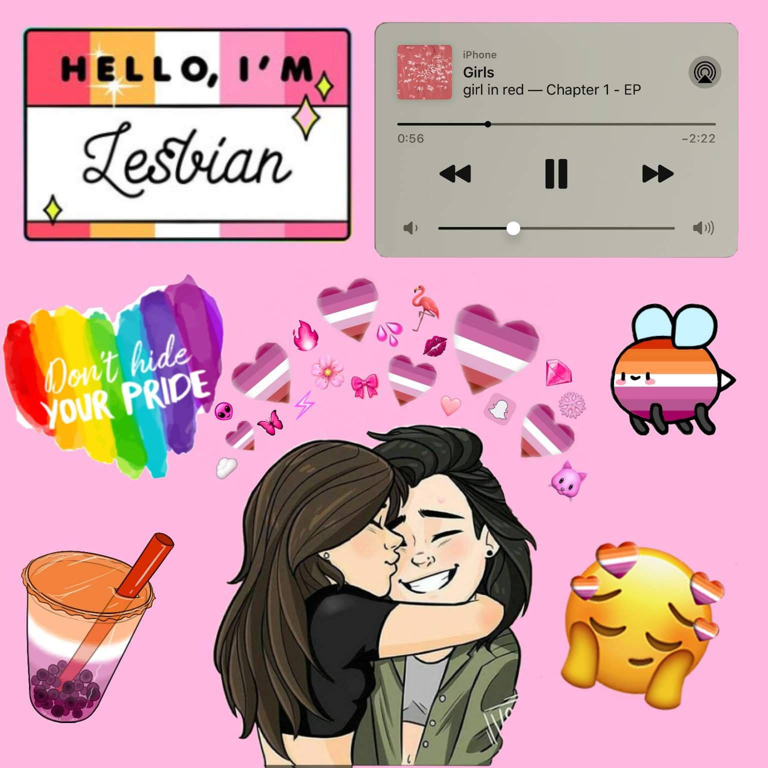 Lesbian Aesthetic Lovers Artwork Wallpaper